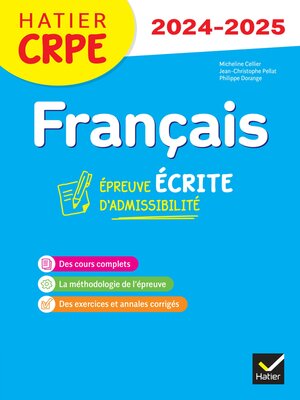 cover image of Français--CRPE 2024-2025--Epreuve écrite d'admissibilité